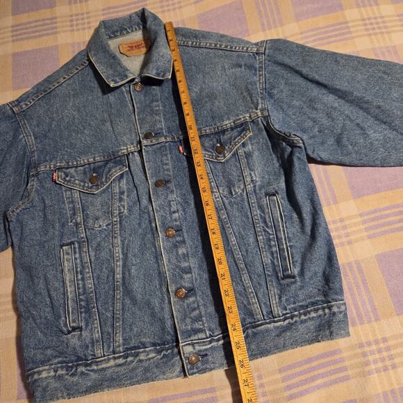 Vtg 80s Levis Jean Jacket Trucker USA Made 70507-0214 Size Medium 70s 90s Faded - Picture 6 of 14